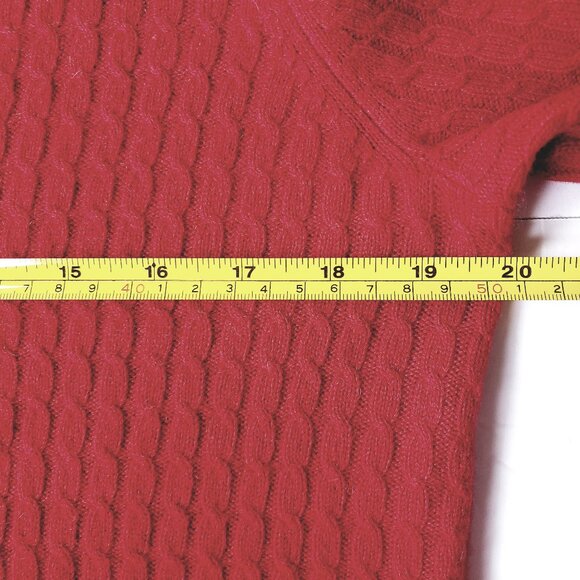 Ann Taylor Cashmere Cable Knit V-Neck Long Sleeve Christmas Red Pullover - Picture 4 of 7